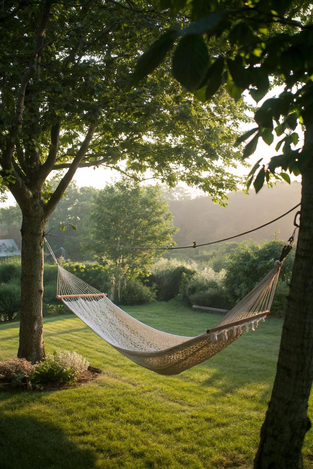 A hammock supplies an ideal place to unwind in the yard.