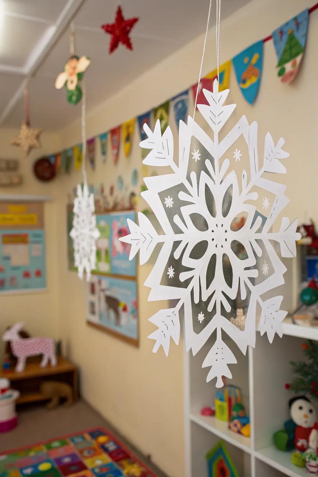 Fauna-themed snowflakes infuse a dash of whimsy into your décor.