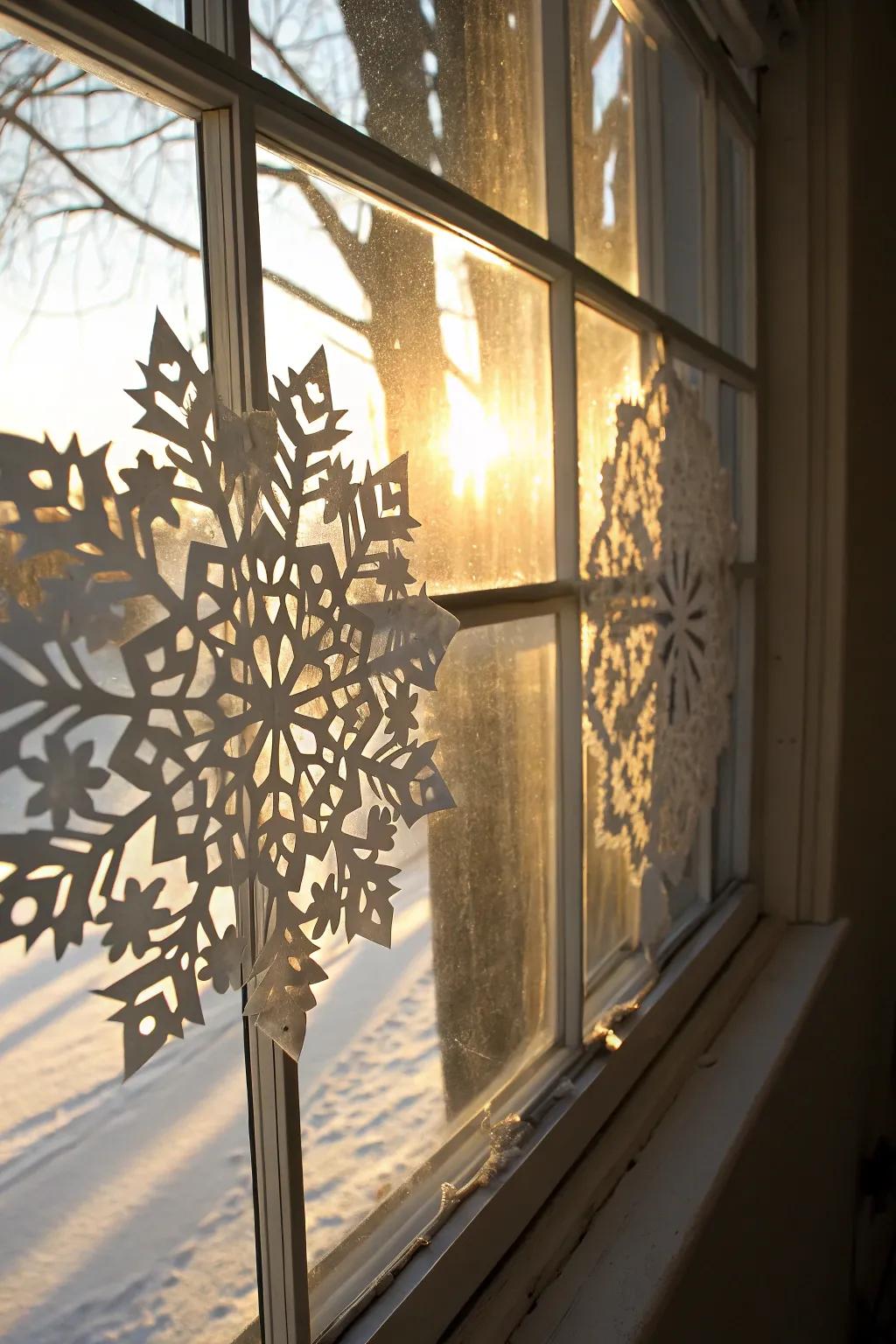 Sophisticated lace-style snowflakes introduce a hint of refinement.