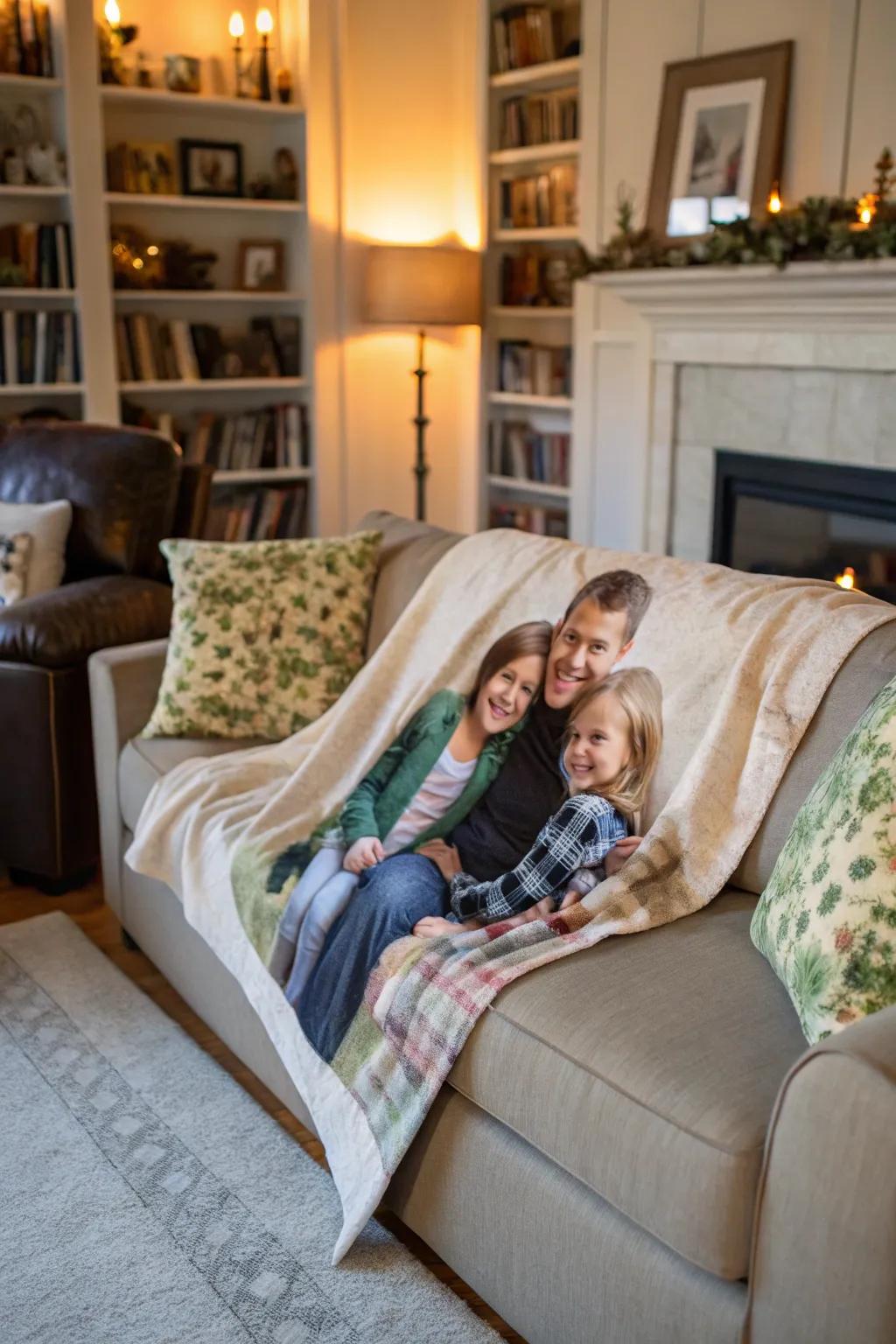 Custom cozy throws provide warmth and sentiment.