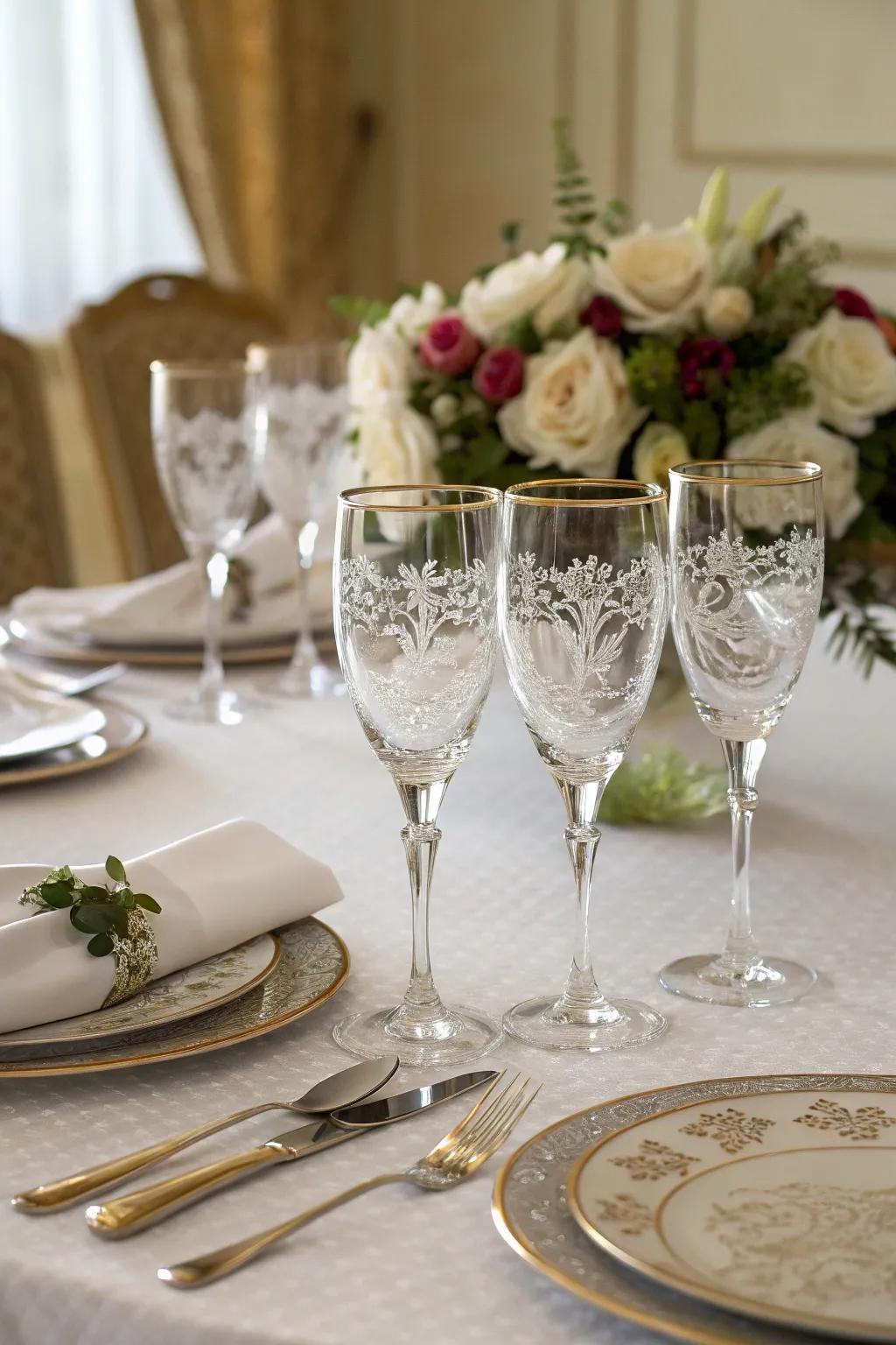 Engraved glassware adds sophistication to any gathering.