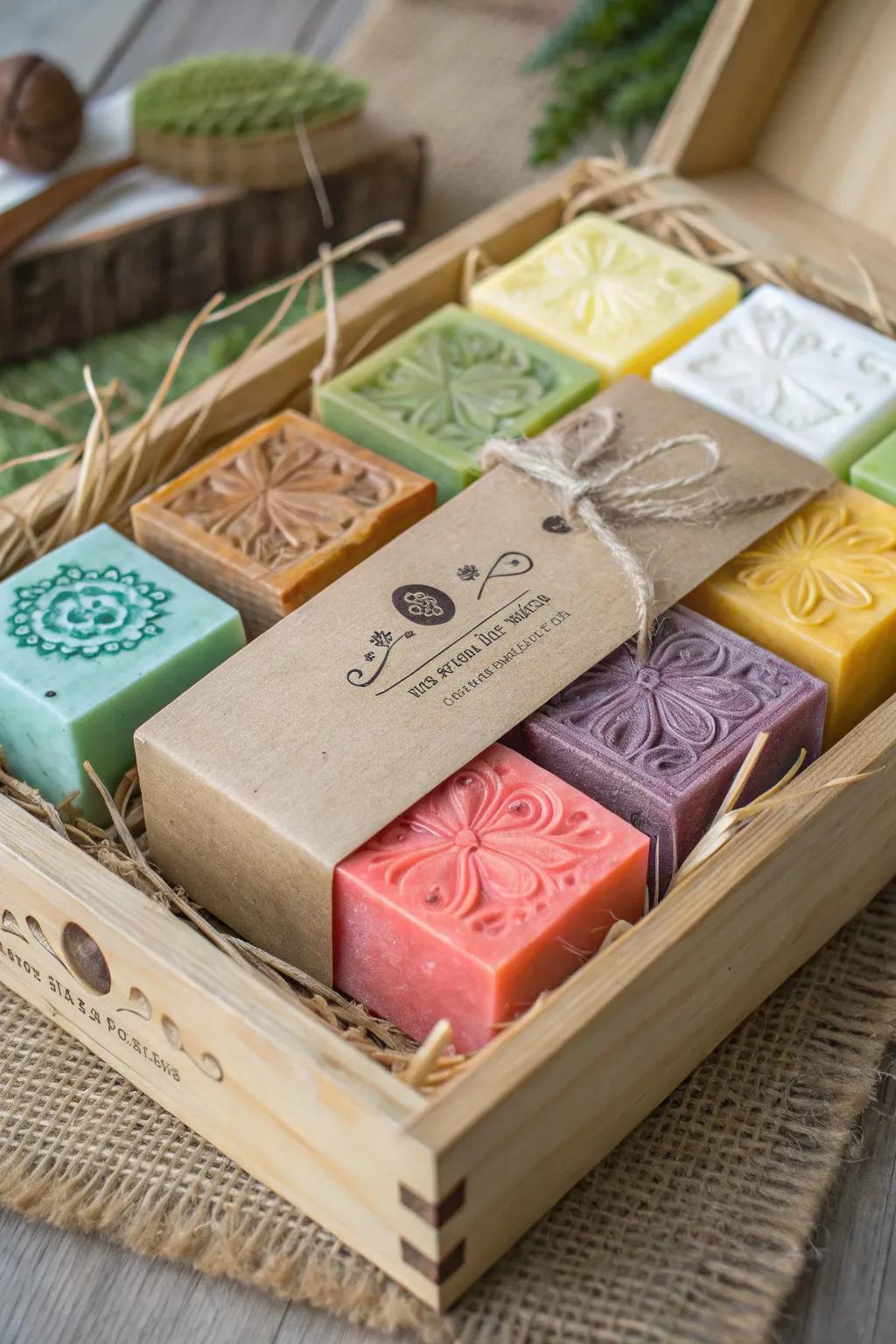 Handmade soaps add a luxurious and personal touch.