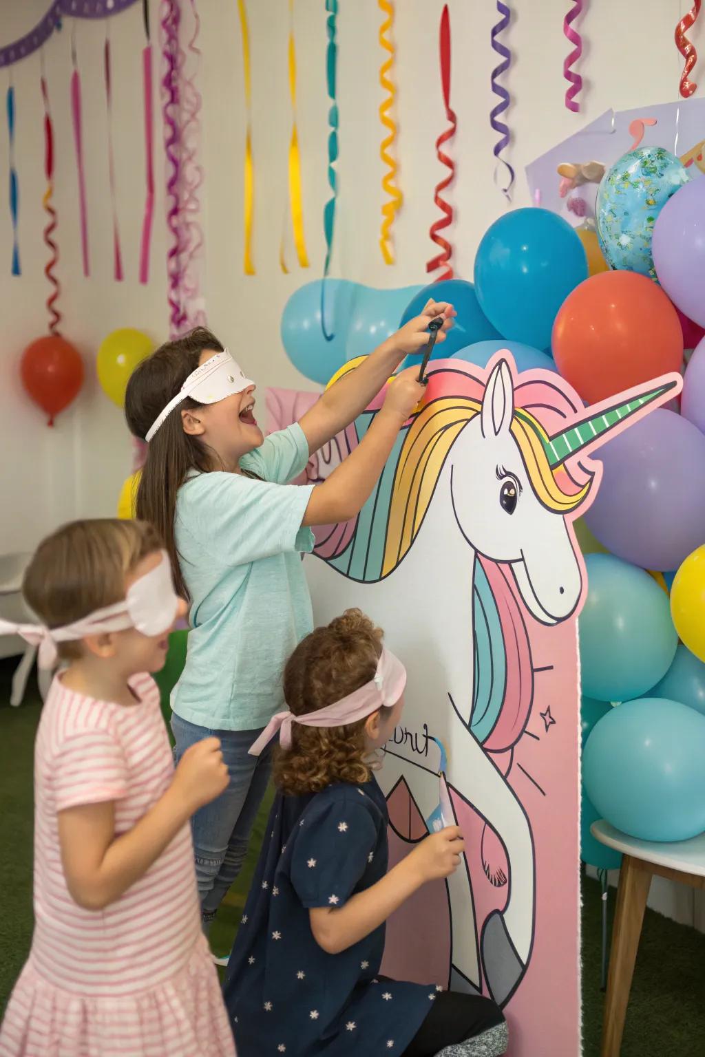 Children having fun with 'Attach the Horn'.