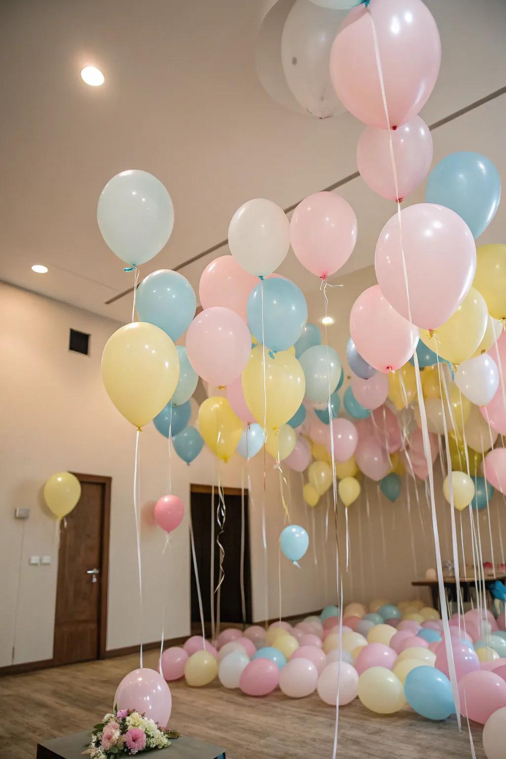 Soft tone balloons creating an <a href=