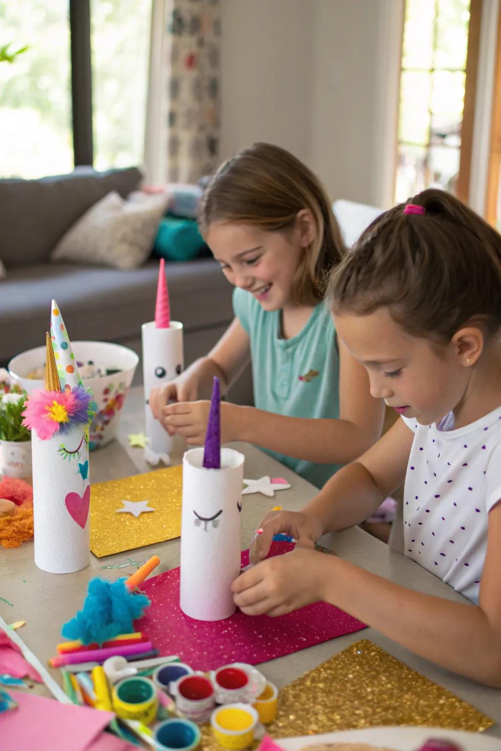 A great crafting station for making paper sparkle horses.