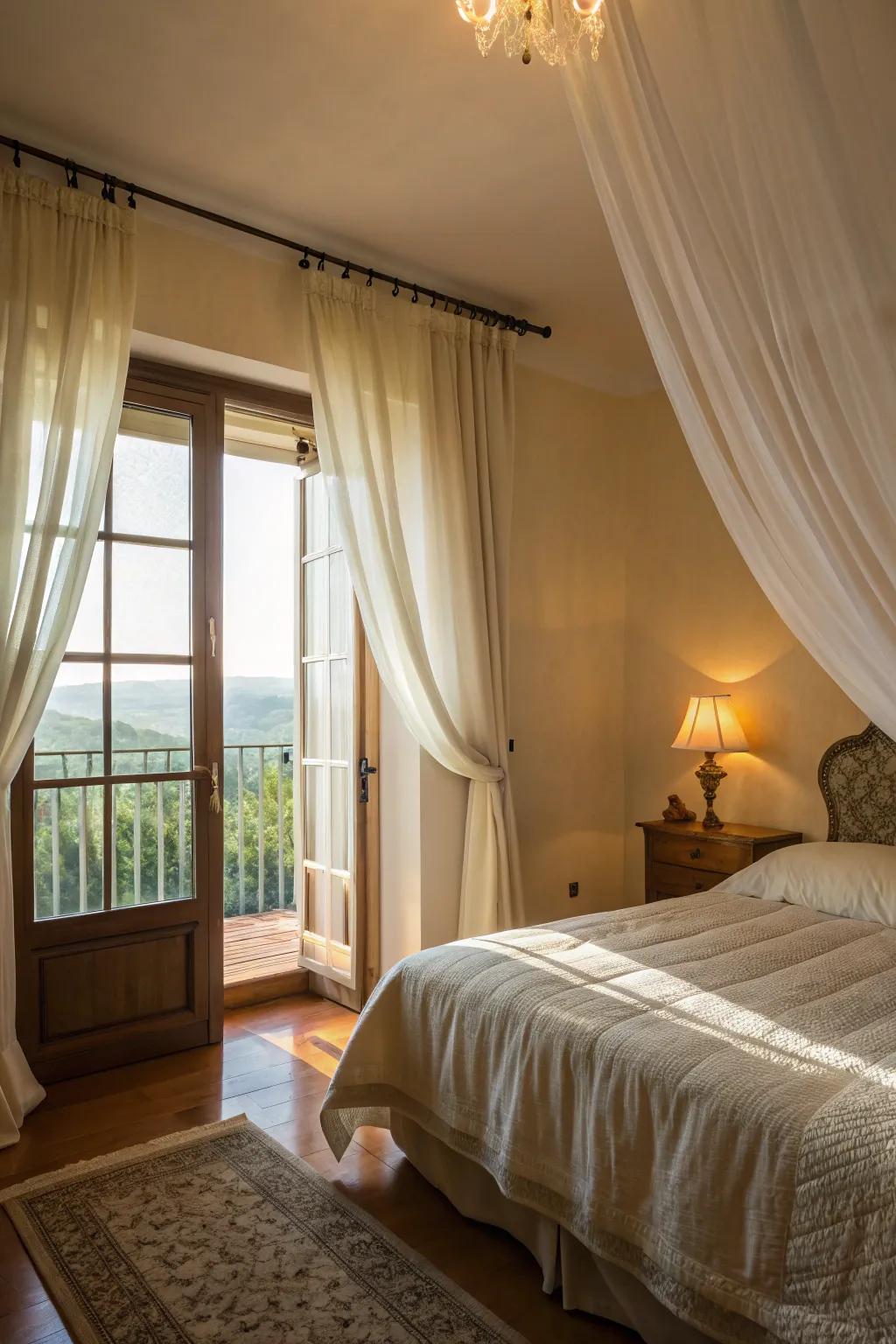 Airy window treatments enhance the room's openness and light.