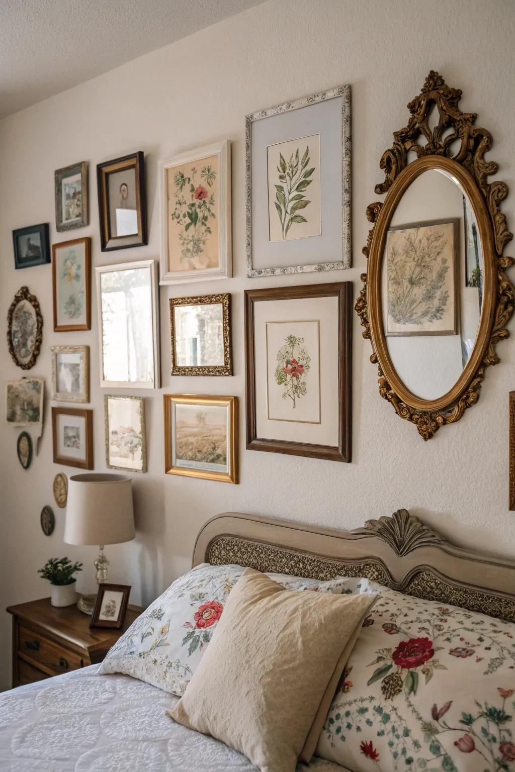 Wall decor enhances dimension and personal touch.