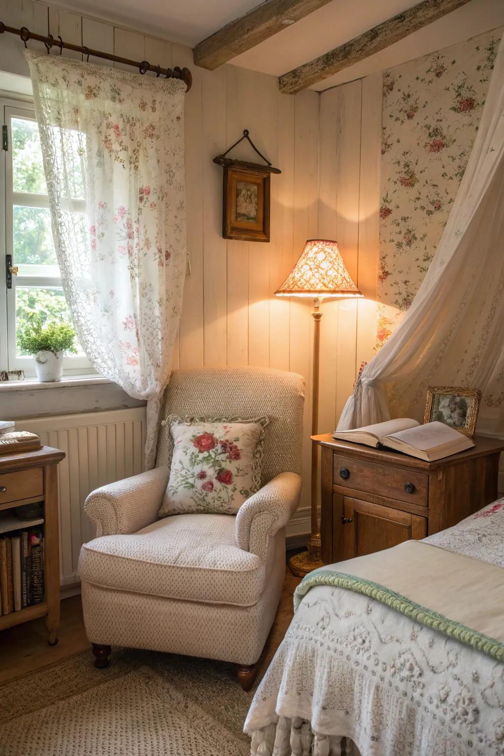A reading area provides a personal retreat within your bedroom.