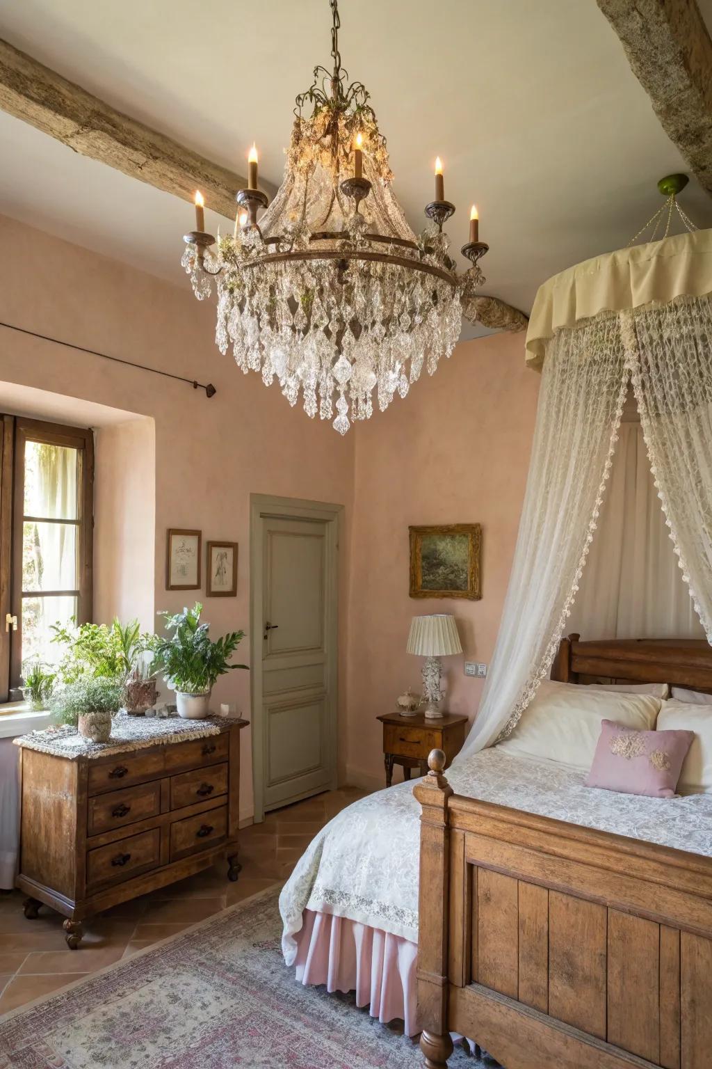 A light fixture adds a dash of sophistication and grace.