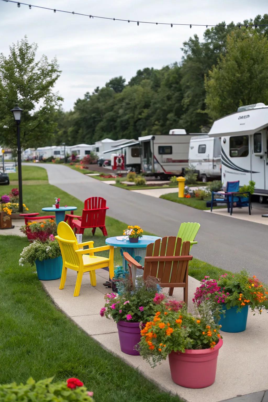 Vibrant exterior decor that adds character to the park.