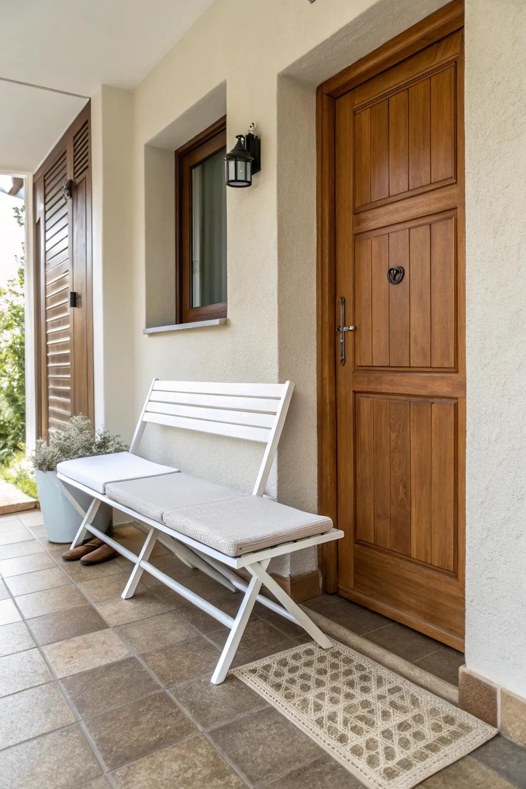 Collapsible furniture offers space-saving solutions for small entryways.