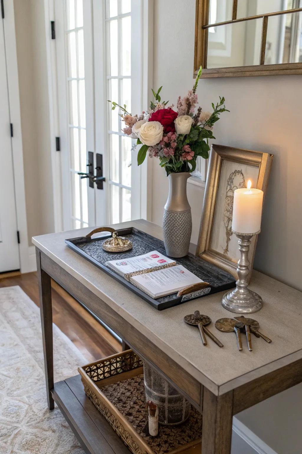 Console tables provide a dedicated spot for daily essentials.