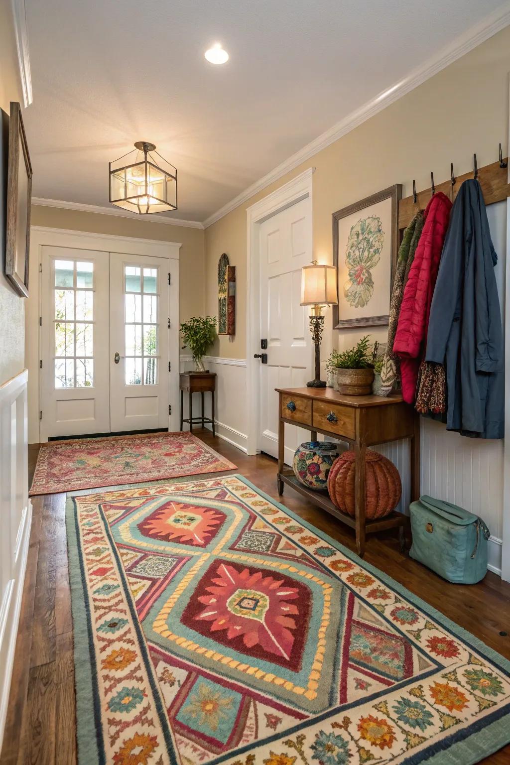 A well-chosen rug defines and enhances your entryway space.