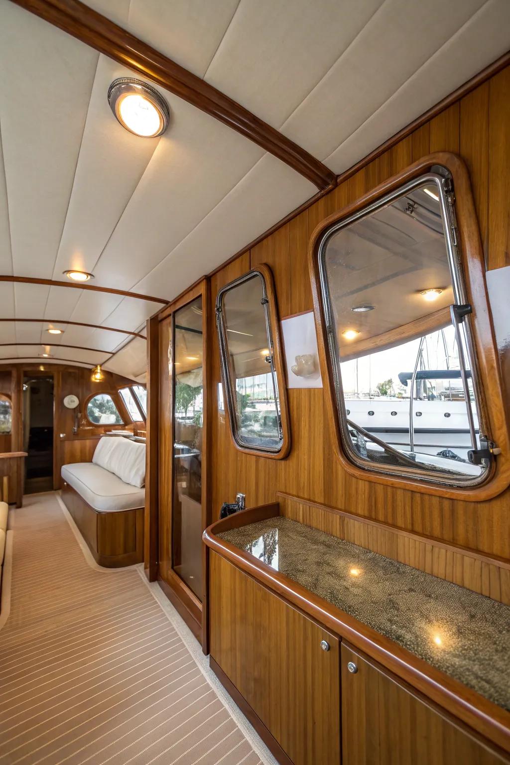 Mirrors that reflect light and enhance the perception of space.