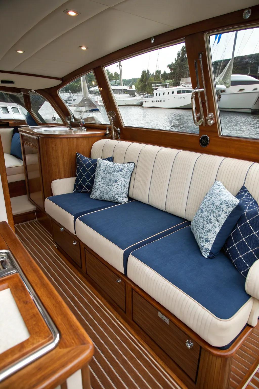 Bespoke seating covers introducing a personal element to the seating area.