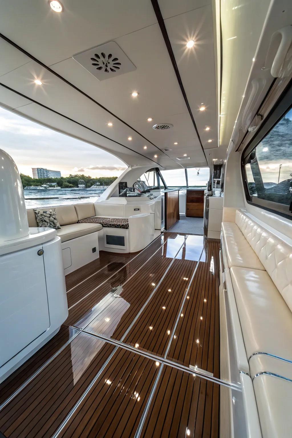 Streamlined flooring that enhances the interior's elegance and simplifies maintenance.