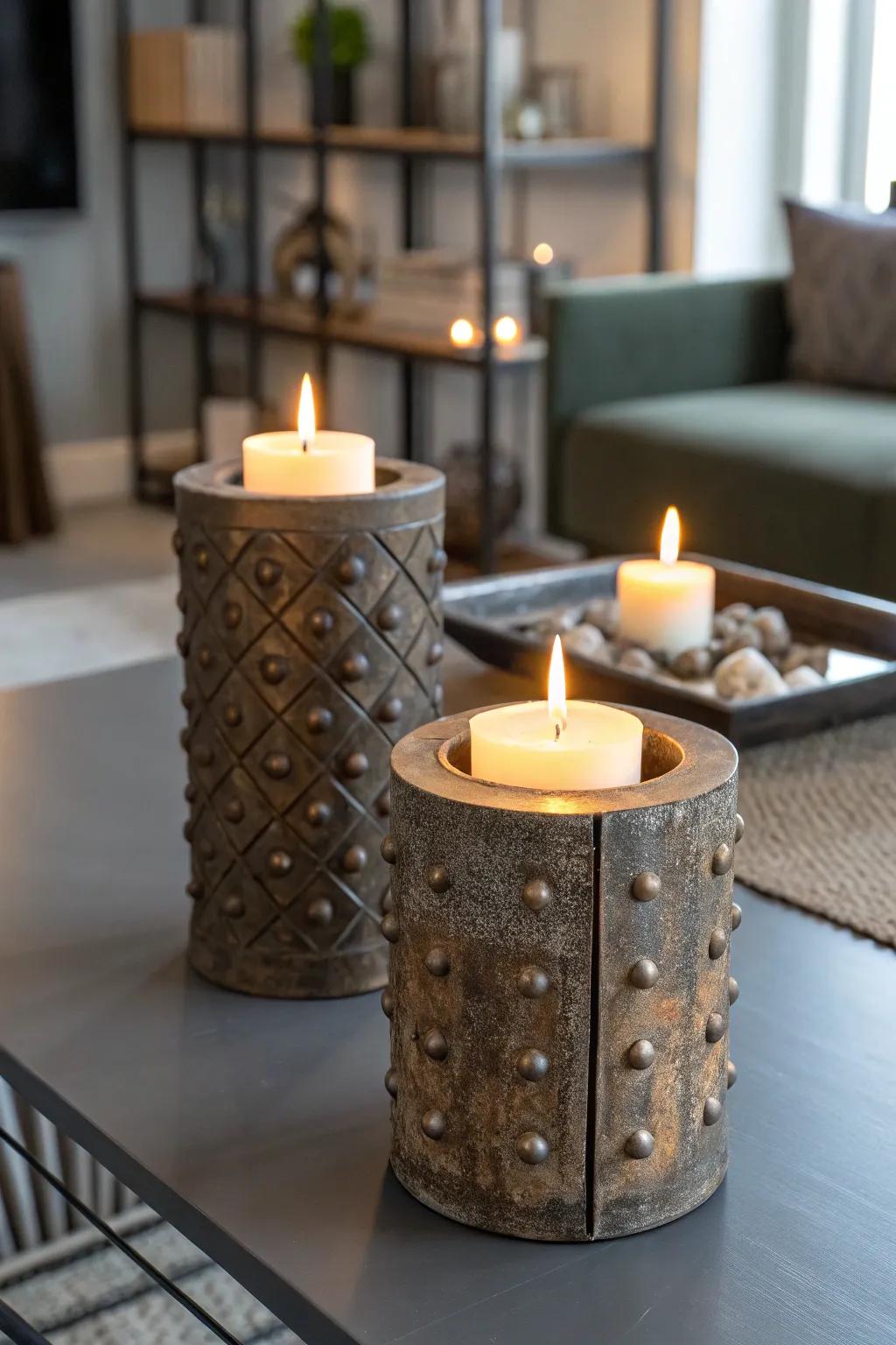 Metal accents make a modern chic look.