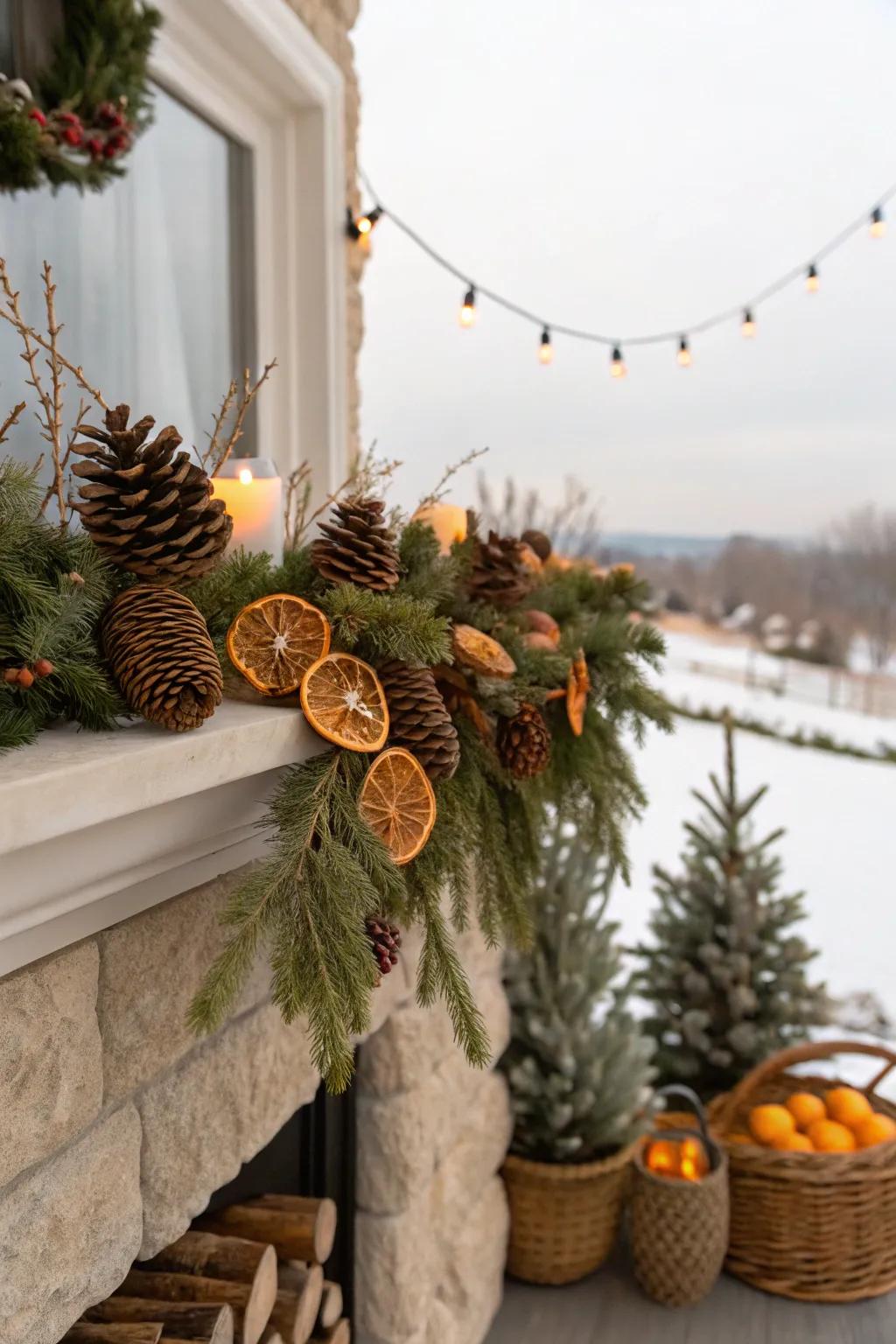 Rustic Christmas decorations bring the beauty of nature indoors.