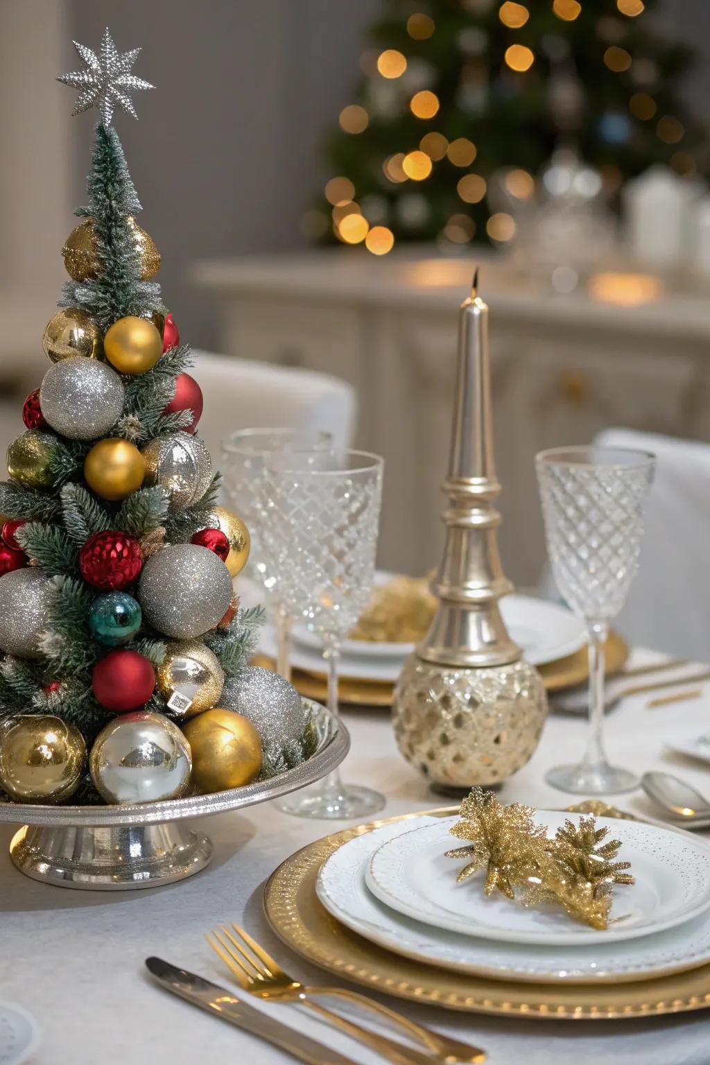 Blending metals adds a touch of luxury to holiday decorations.