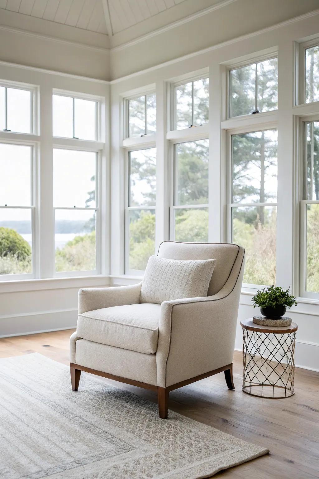 An armless chair in a minimalist room offers a streamlined ambiance.