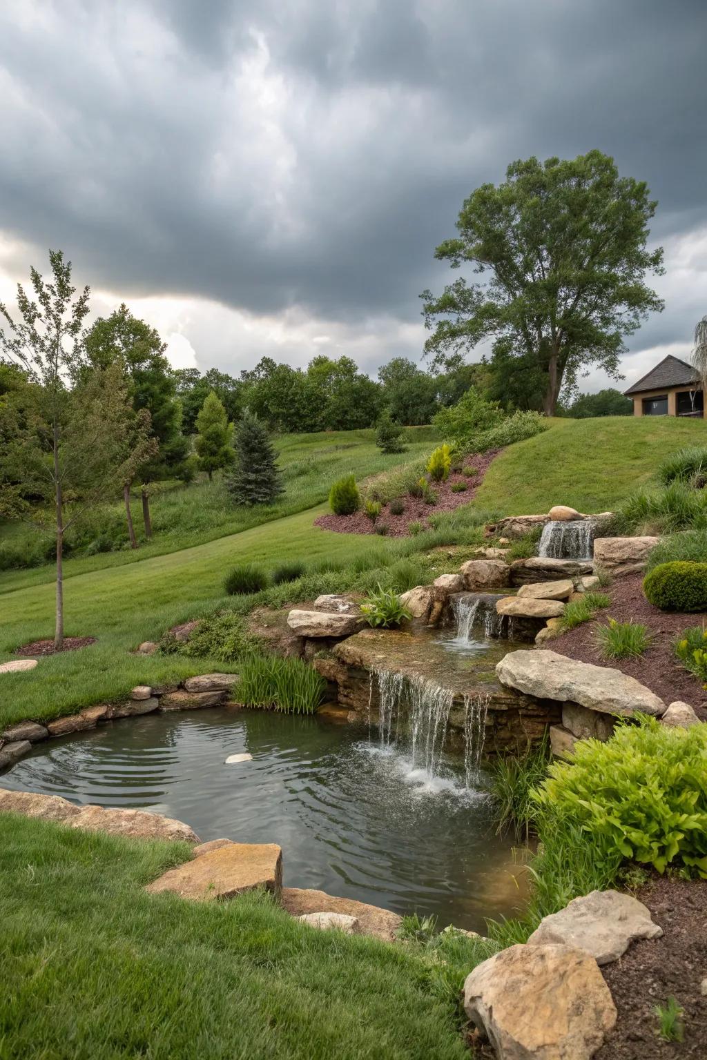 Water features bring peace and tranquility.