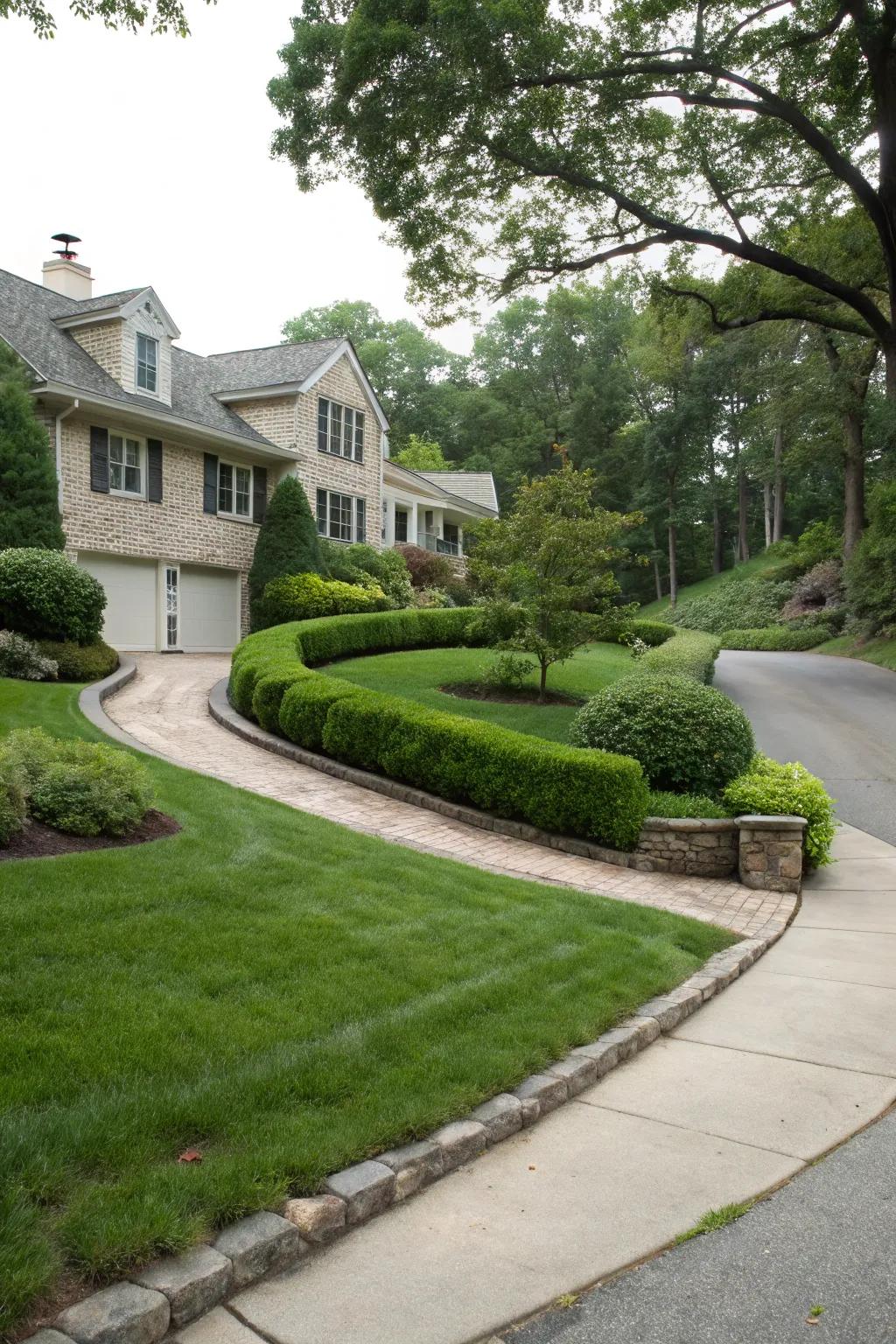 A driveway that blends beautifully into the surrounding landscape.