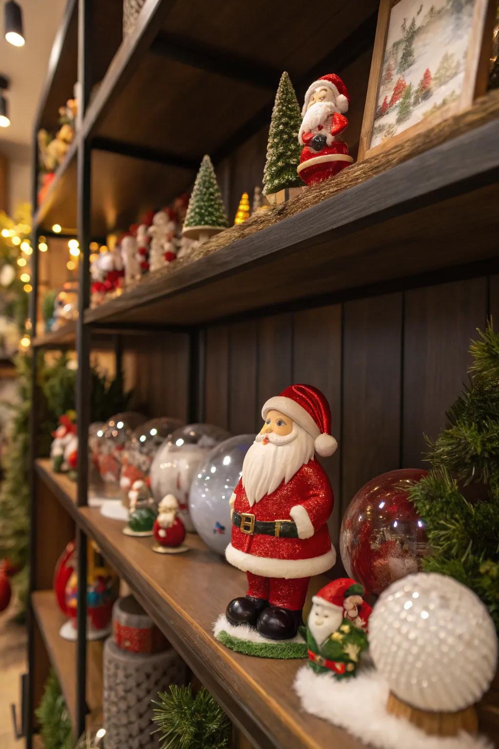 Santa figurines adding a wonderful touch to the decor.