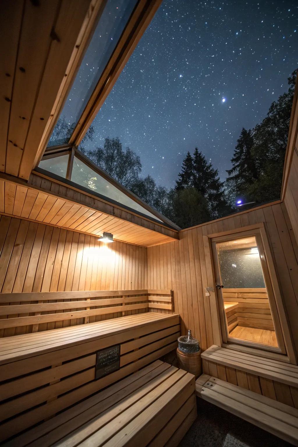 A skyview sauna for natural light.