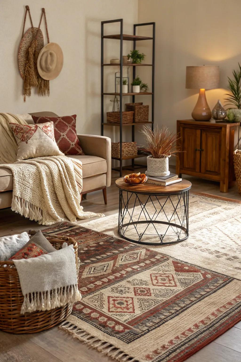 Layering textures creates a rich, inviting atmosphere.