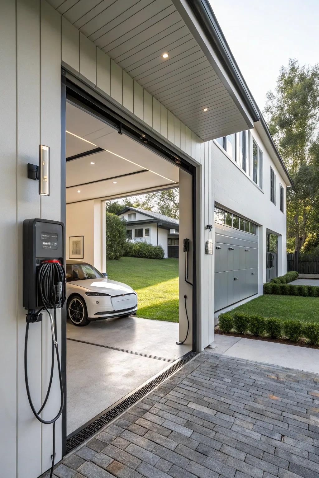 Plan for the future by adding an electric vehicle charging station to your garage.