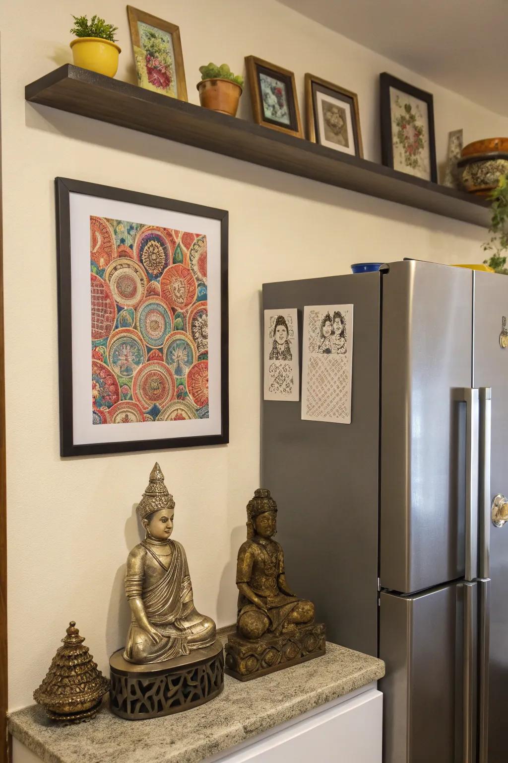 Individualize with artful décor placed above the fridge.