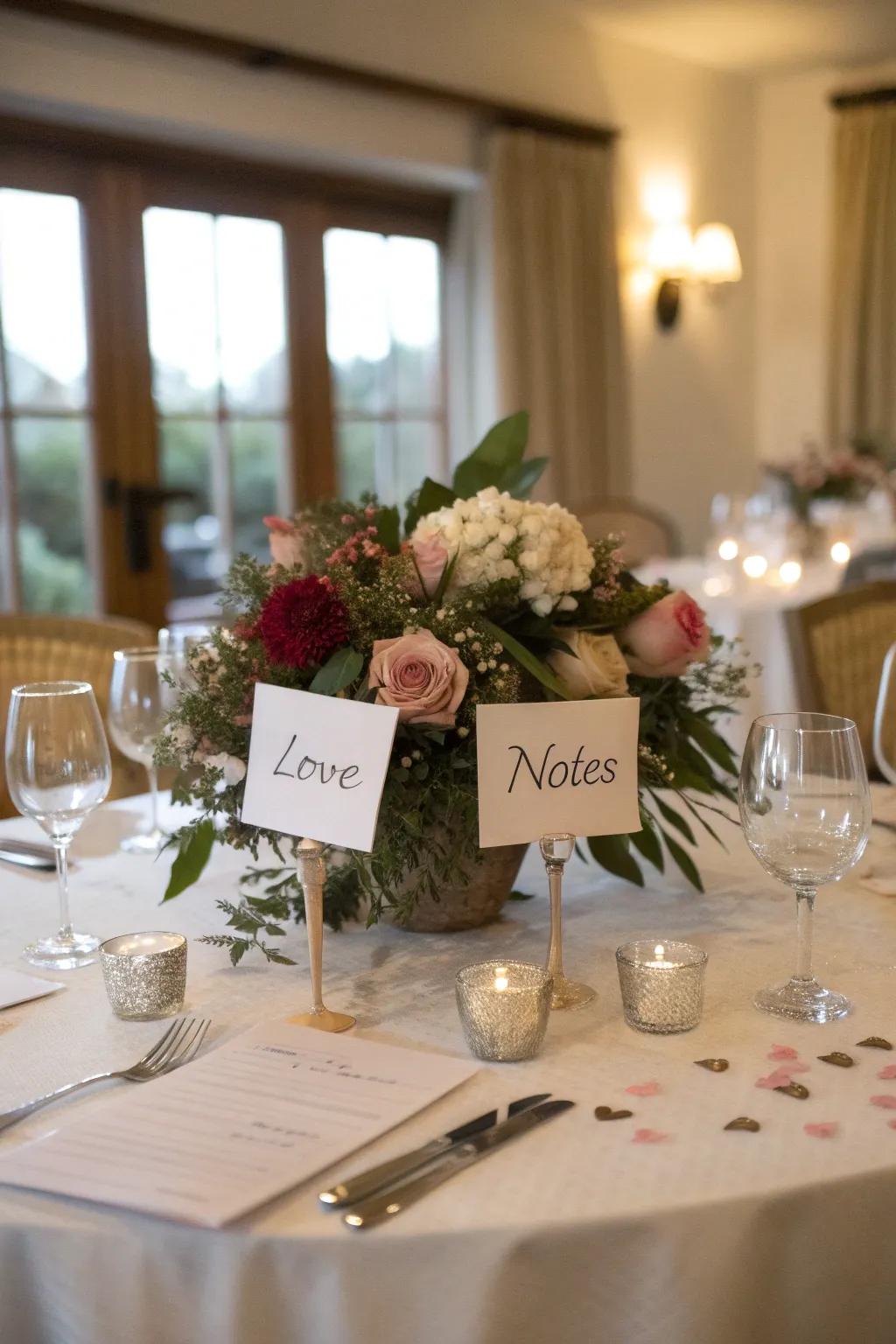 Affection messages infuse a personal touch to the centerpiece.