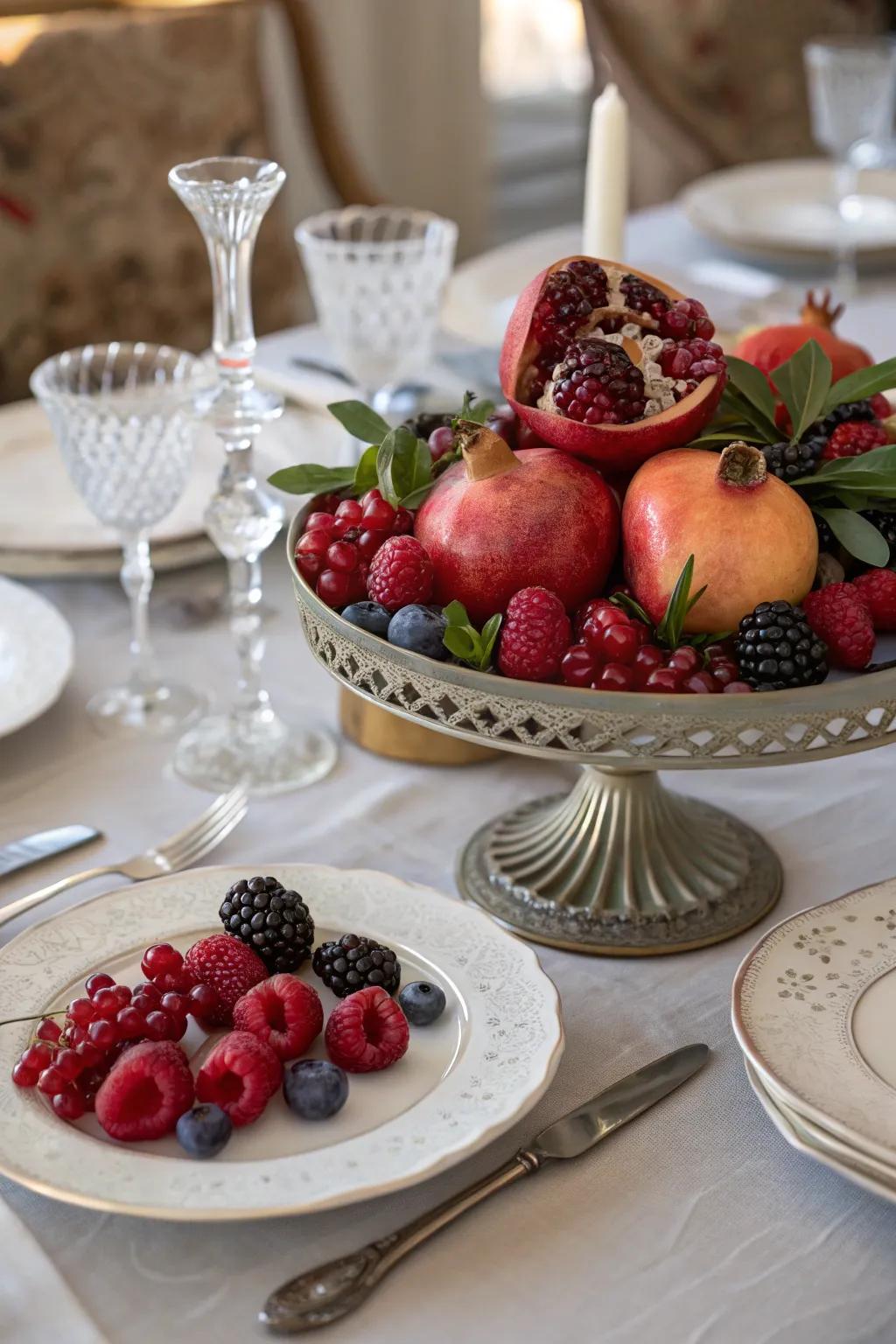 Invigorating fruits infuse color and freshness to the table.