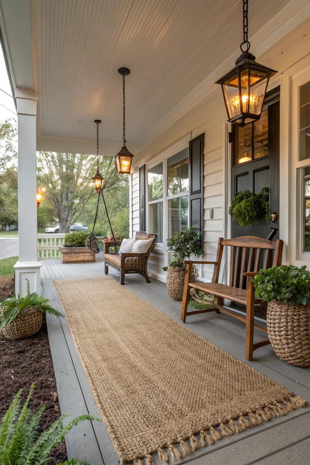 Natural fiber floor coverings deliver rustic charm and texture.