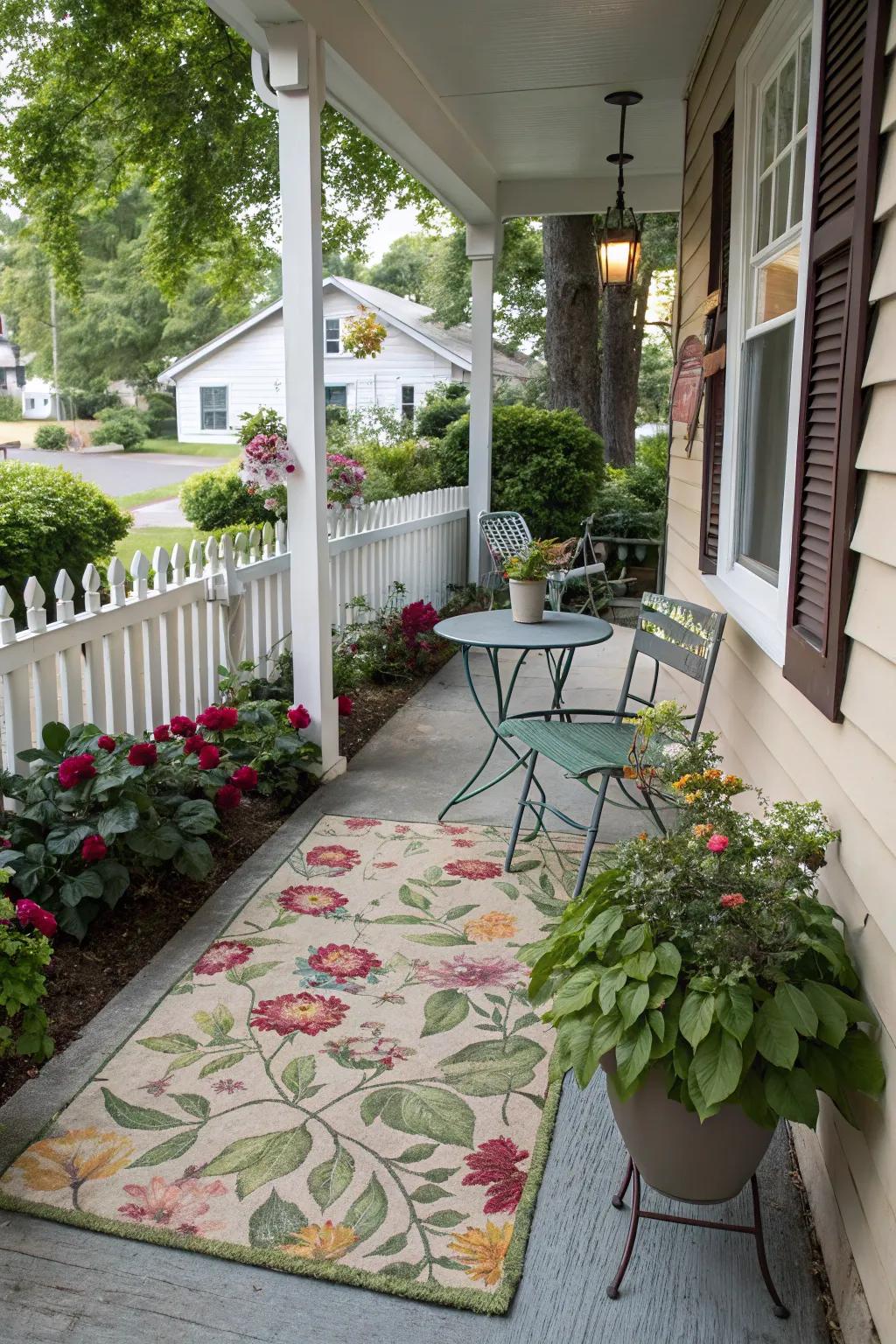 Floral designs infuse your porch with romantic charm.