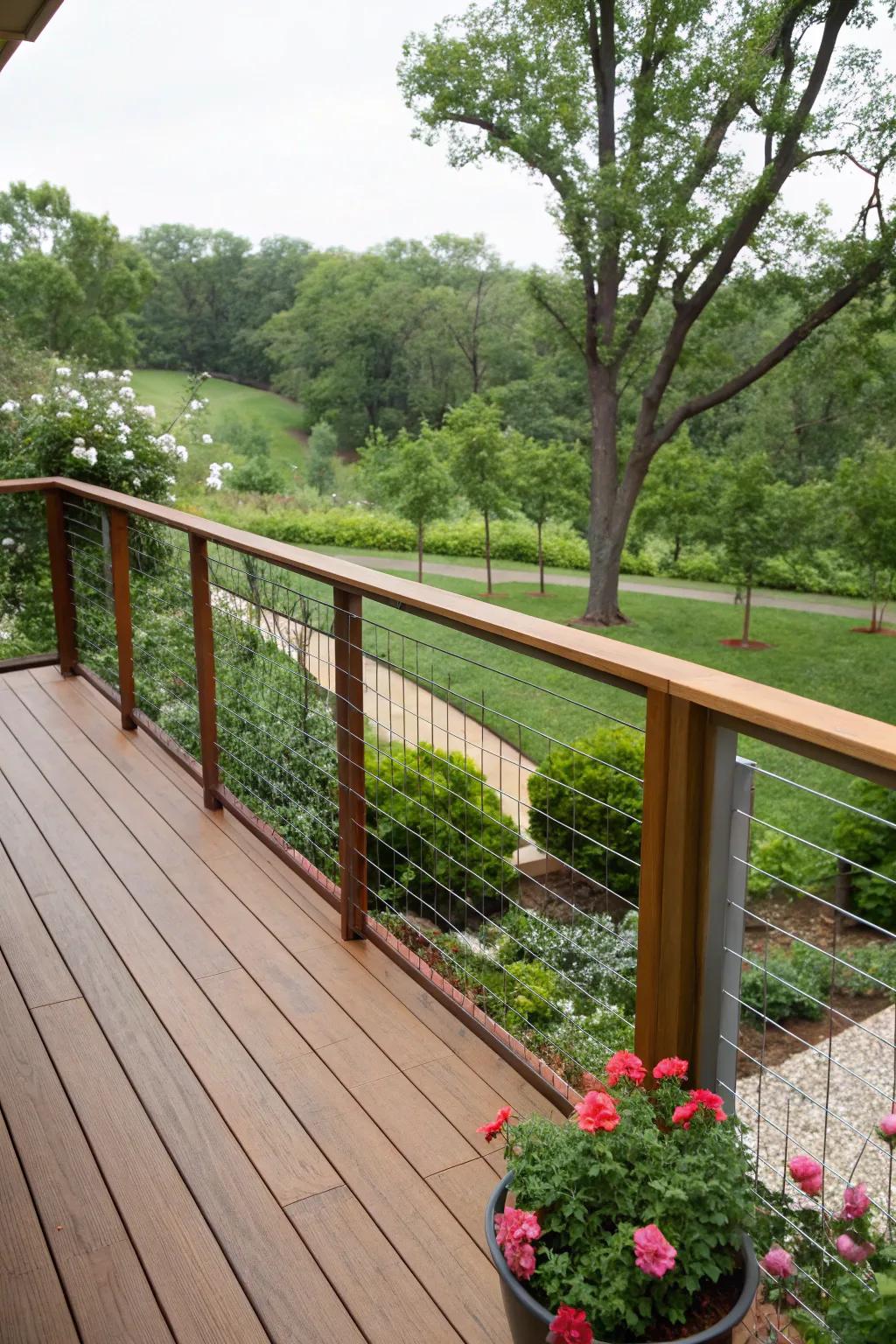 Adjusting guardrail heights frames garden views beautifully.