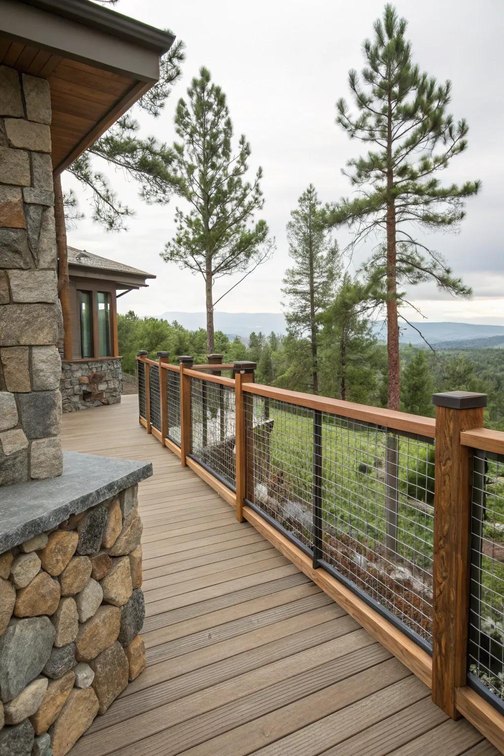 Combining materials personalizes your deck guardrail design.