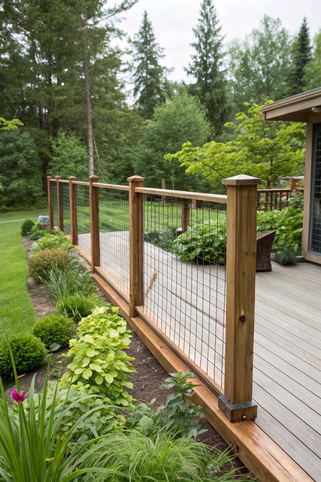 Wood frames paired with livestock panels create rustic modern charm.