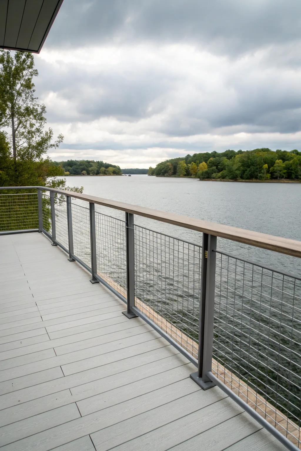 Metal livestock panel guardrails offer clean lines and clear views.