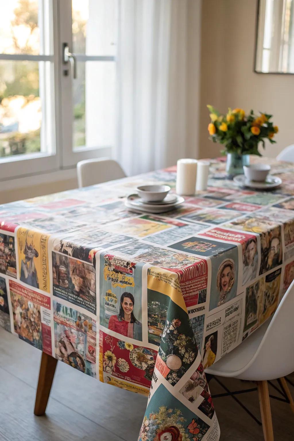 Magazine collages add a burst of color and creativity.