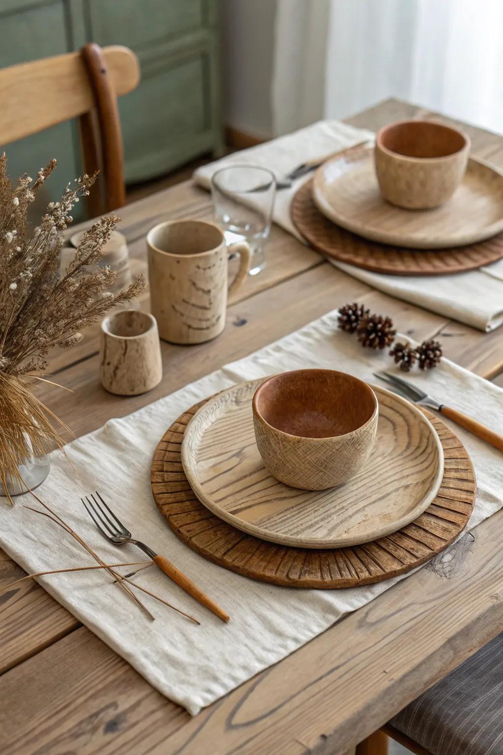 Wood-look contact sheet infuses country charm into any table.