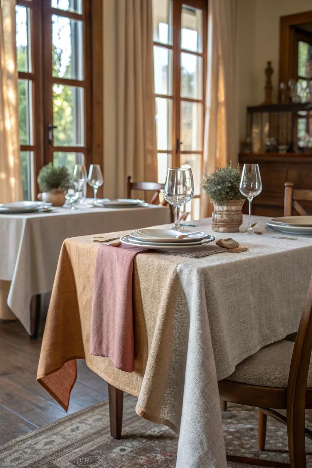 Layered linen brings an elegant and classic feel to your table setting.