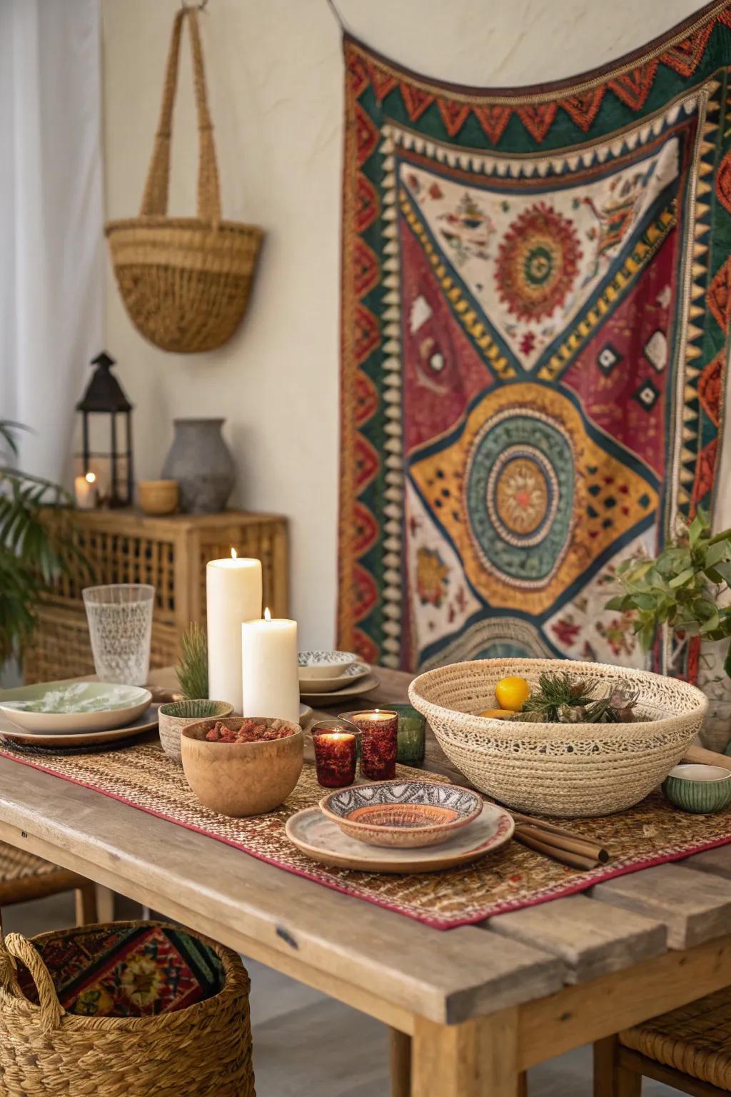 Wall Weavings add vibrant texture and cultural flair.