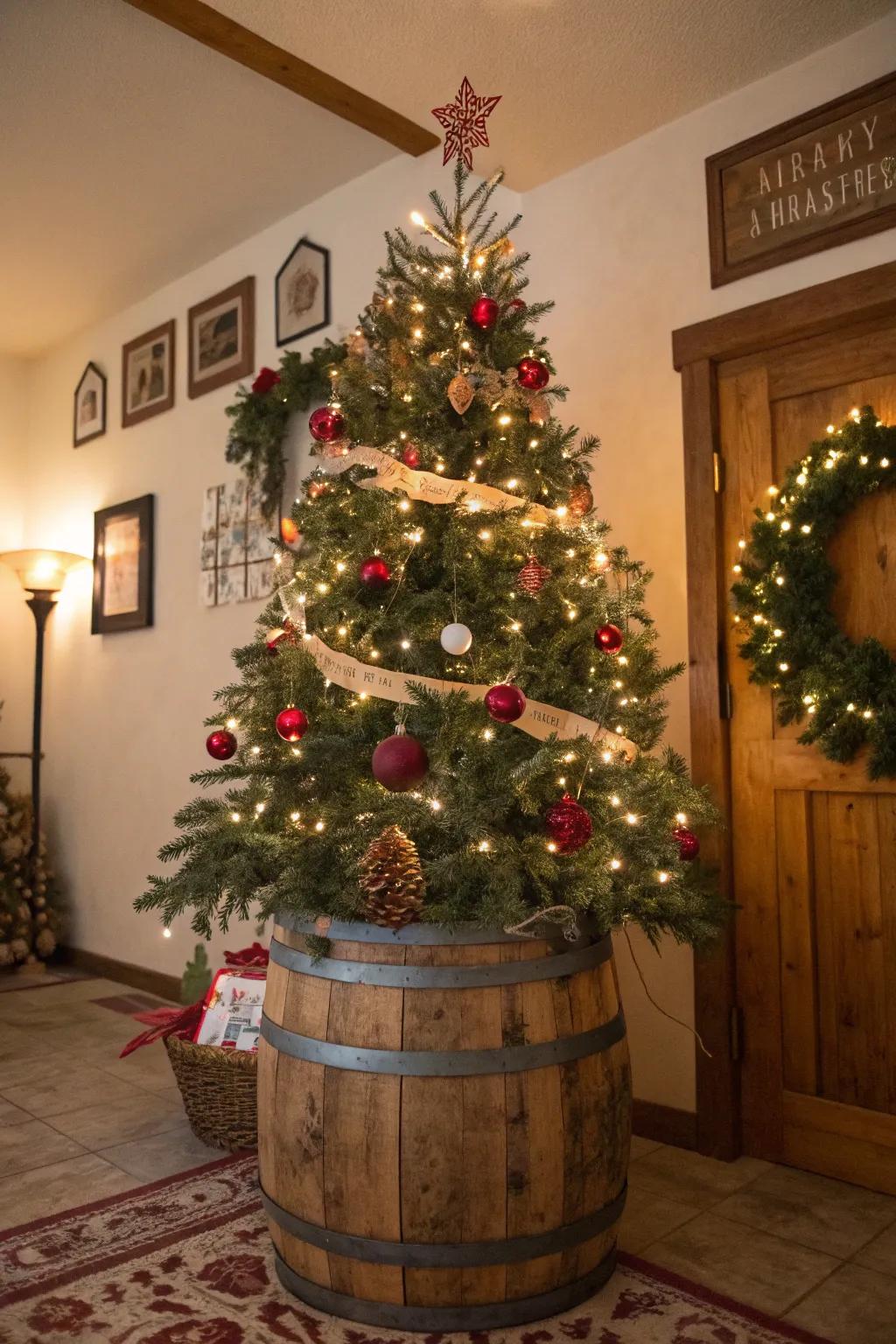 A themed barrel ties your decor together.