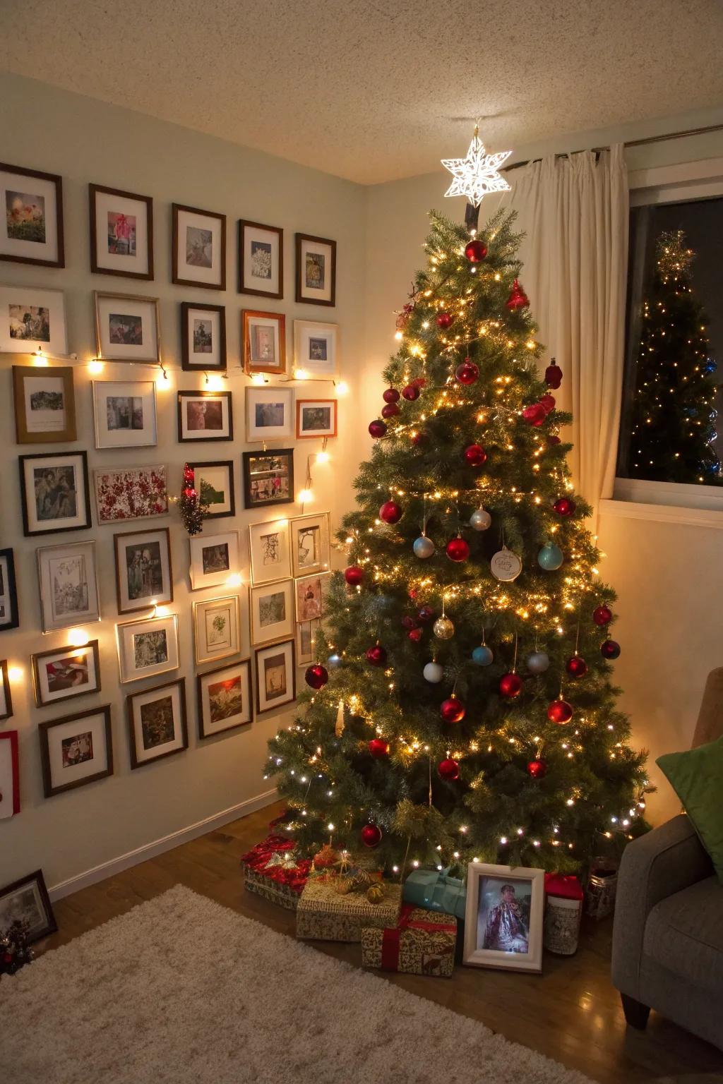 Photo frames add a personal and artistic touch to your tree base.