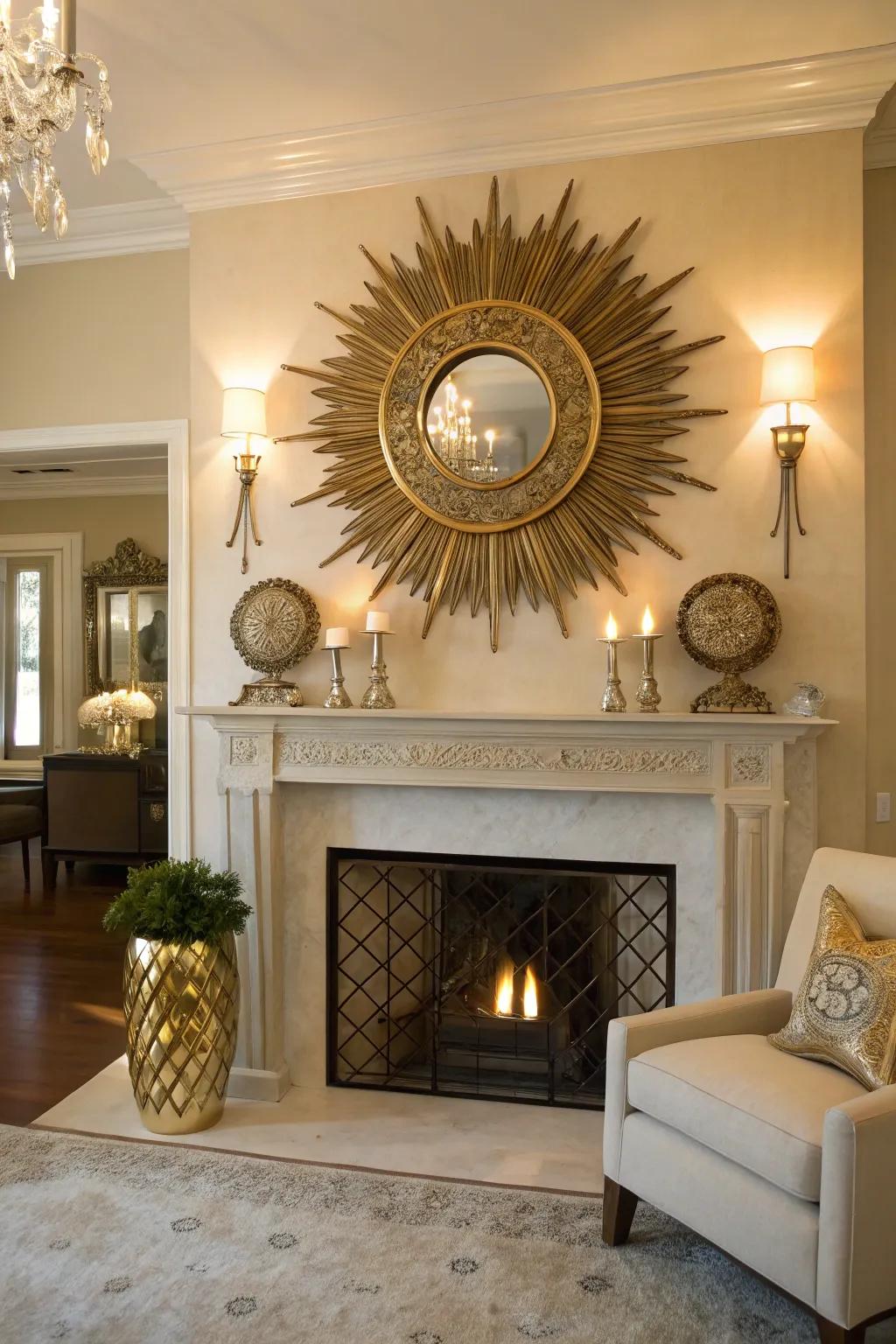 Radiant mirrors deliver a glamorous and attention-grabbing element.