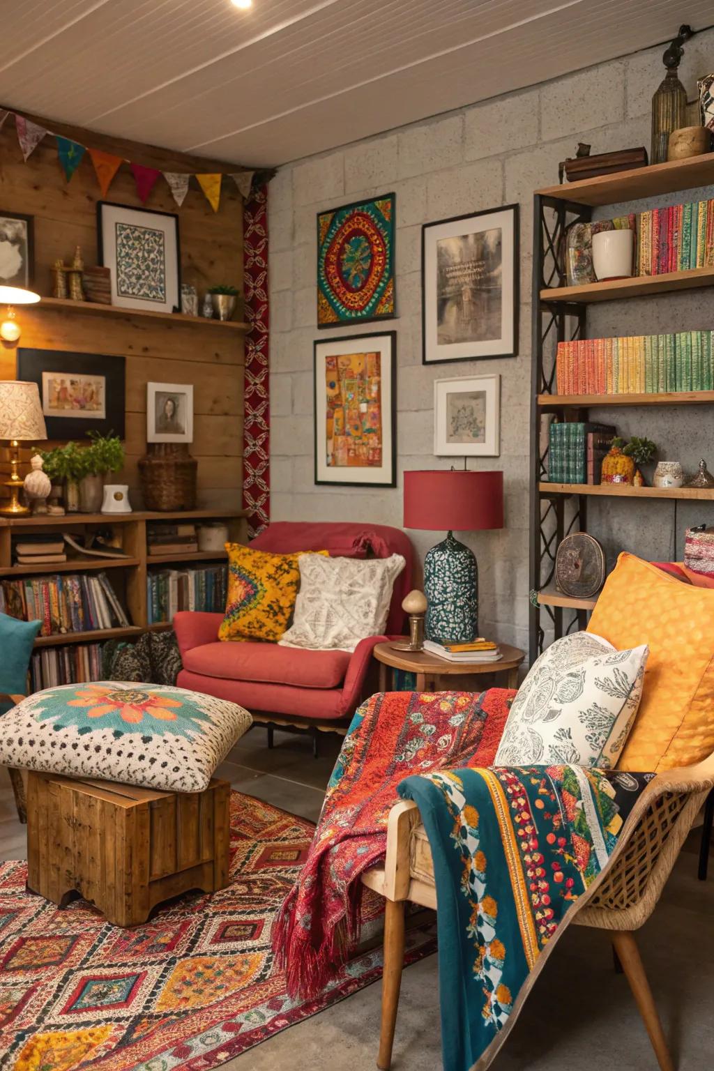 Express your personality using a diverse nook filled with vibrant textures and patterns.