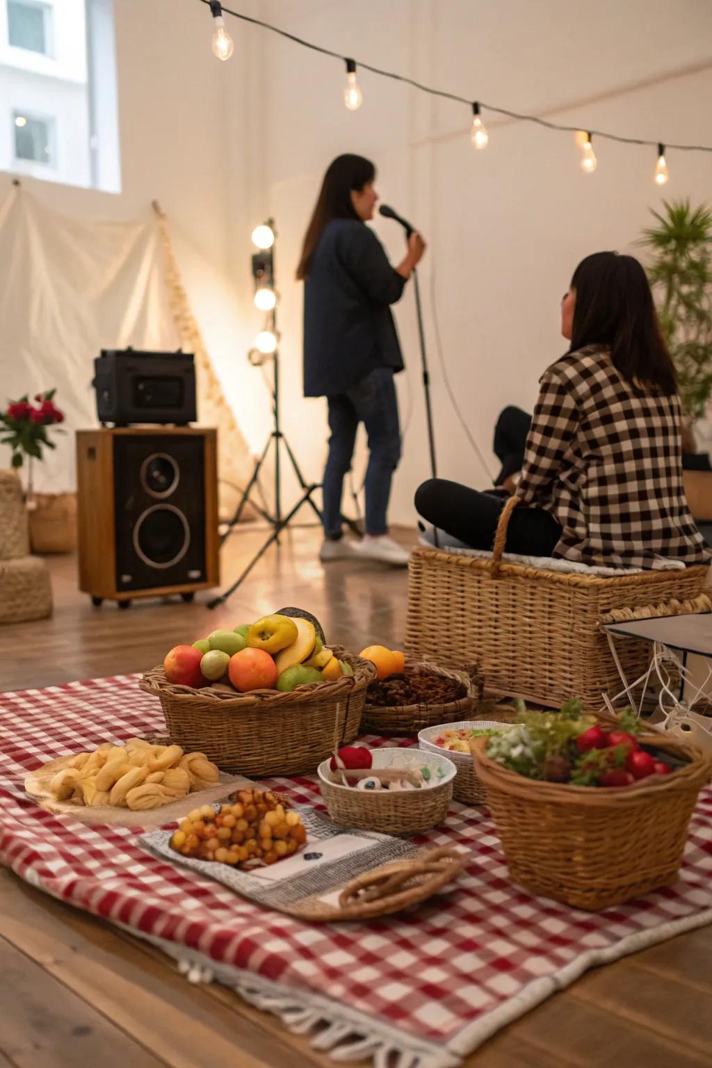 A music list makes the picnic vibe.