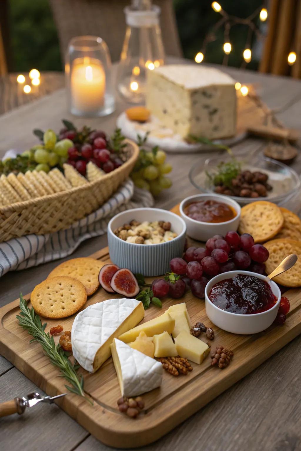 A decadent gourmet board showcasing a variety of flavors.