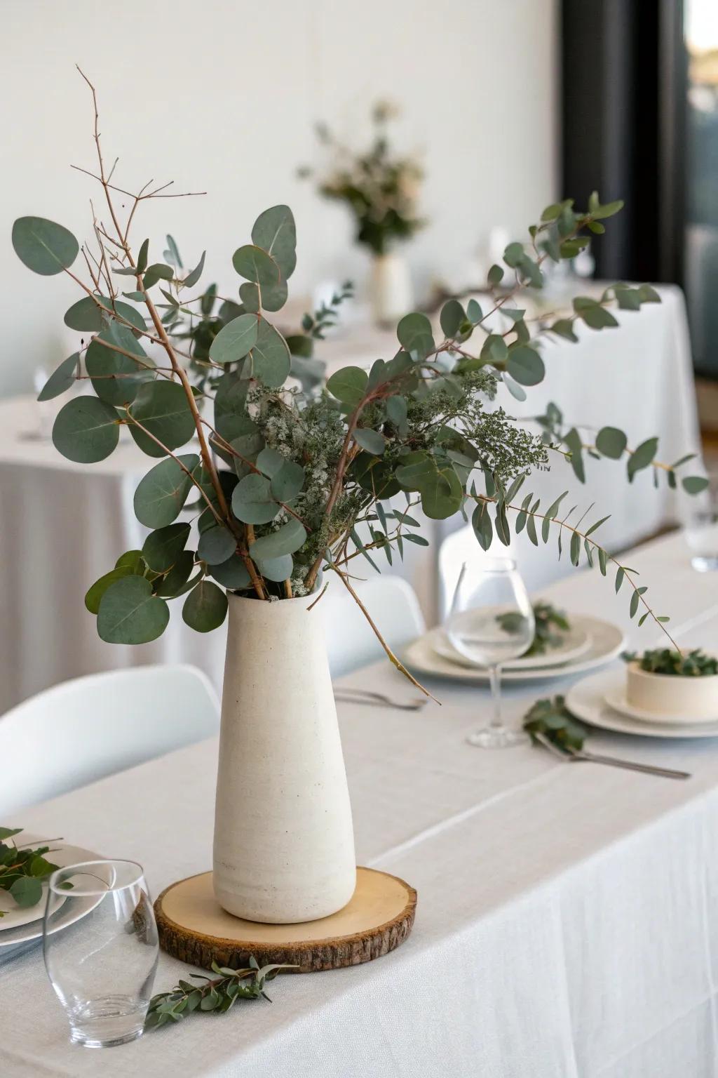 Eucalyptus sprigs inject a revitalizing and fragrant aspect to every table.